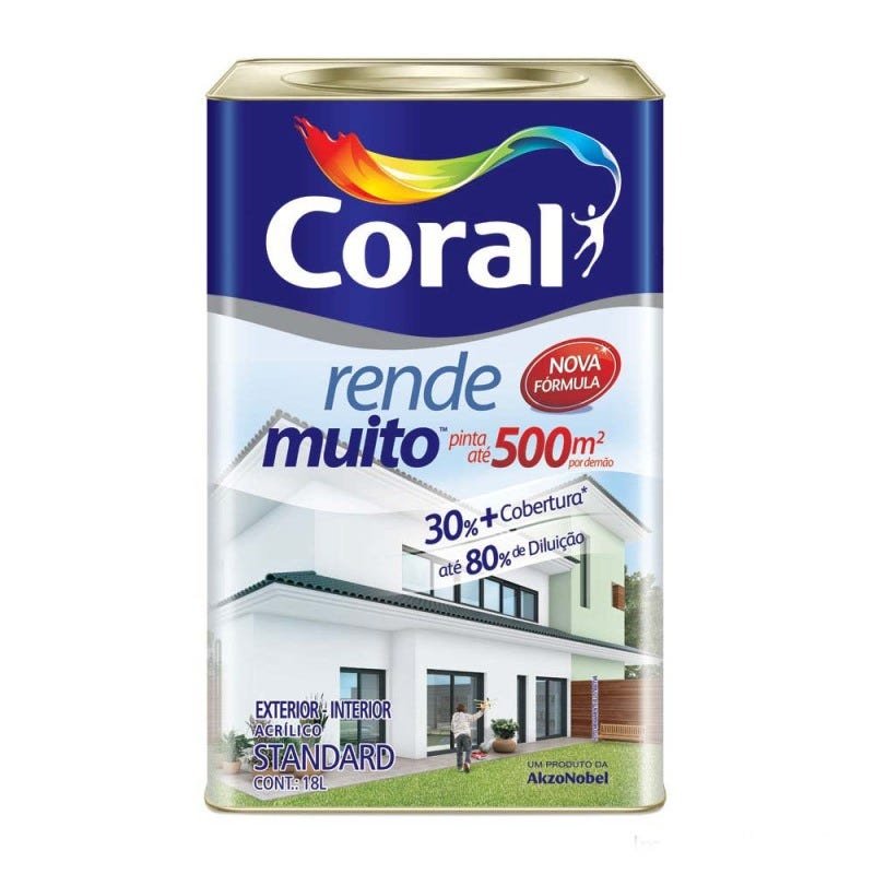 Foto de lata de tinta Coral Rende Muito acrílica fosca 18 litros